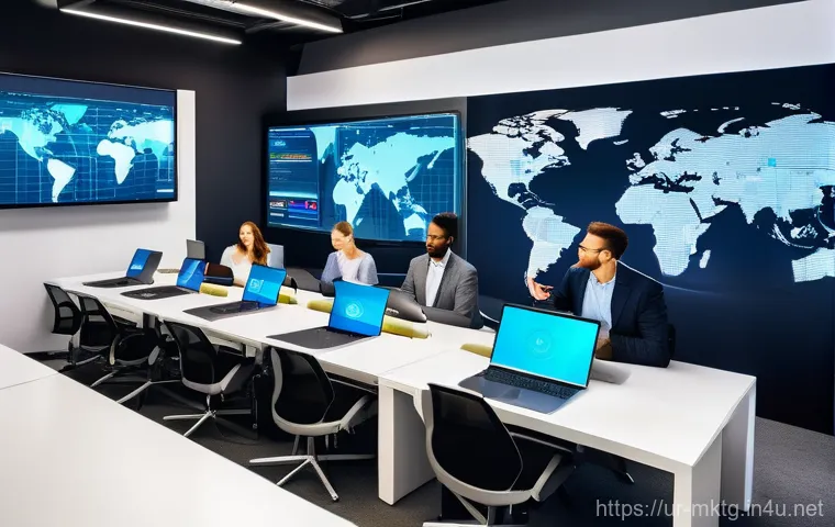 마케팅관리사 필수 마케팅 용어 정리 - **Digital Presence and Search Engine Mastery**
    A vibrant, high-energy image depicting a diverse ...