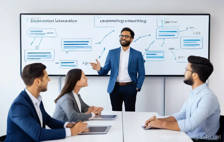 마케팅관리사 취득 후 학습 모임 운영하기 - **Prompt:** A group of diverse, professionally dressed marketing professionals in their late 20s to ...