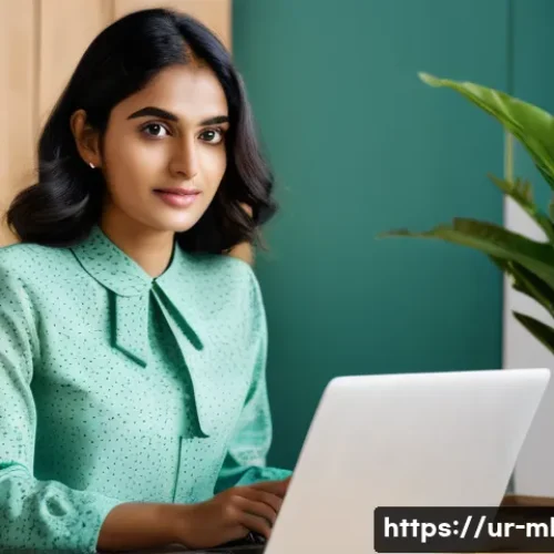 마케팅관리사 취득 후 커리어 멘토링 참여 - **Prompt:** A vibrant, high-resolution photograph capturing a young, ambitious South Asian woman in ...