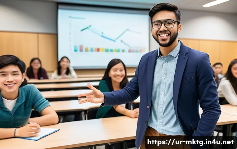 마케팅관리사 시험 합격 이후 강의 기회 찾기 - **Prompt:** A diverse group of university students, both male and female, in their early twenties, a...