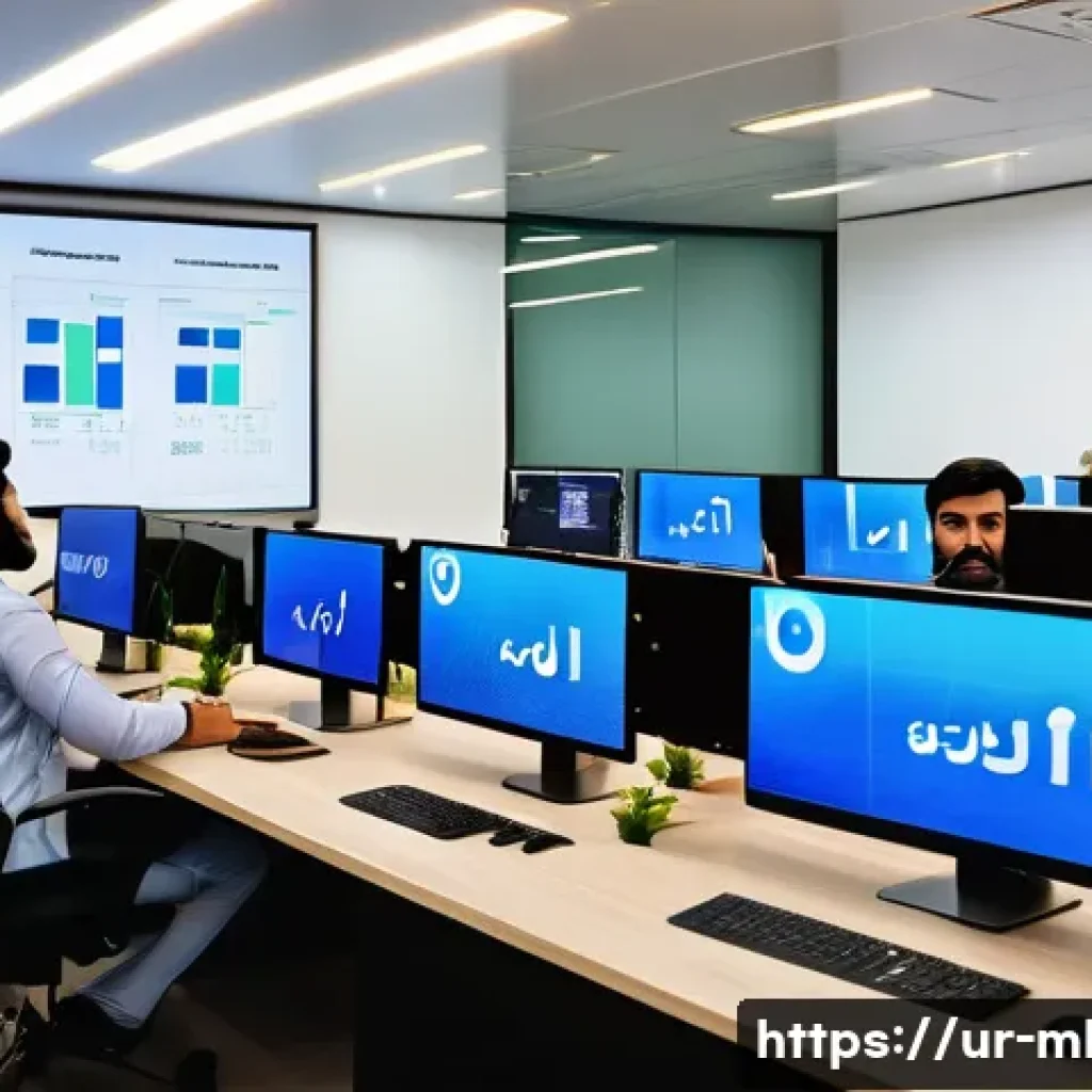 마케팅관리사와 AI 기술 접목 사례 - A modern office scene in Karachi with a diverse team of marketing professionals analyzing AI-driven ...