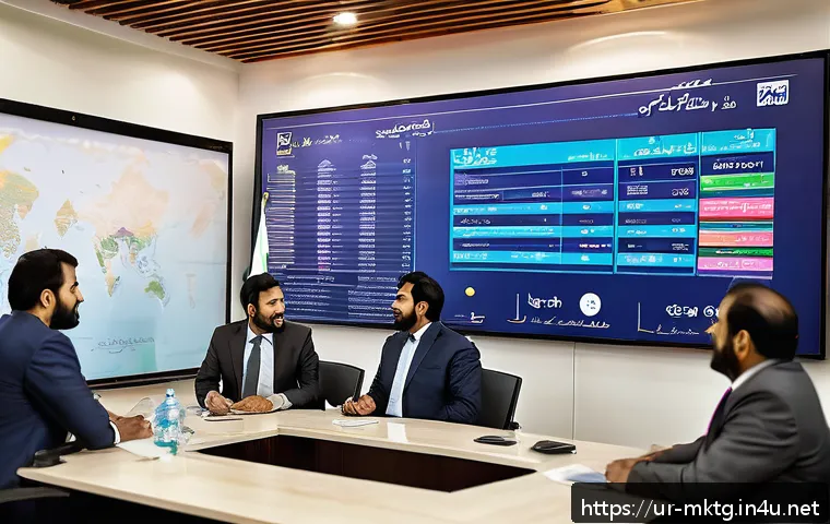 마케팅관리사 취득 후 사업 제안서 작성법 - A professional business meeting scene set in a modern office in Karachi, Pakistan, featuring a diver...